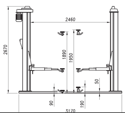 ליפט 2 עמודים גשר תחתון 3 טון WERTHER